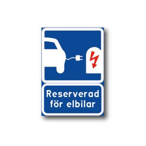 Skylt Reserverad för elbilar